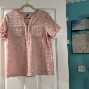 Anne Klein Light Pink Textured Blouse
